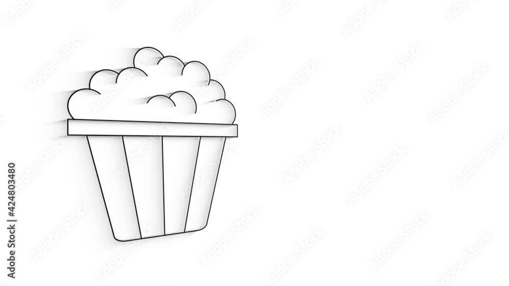 3D Line Icon popcorn Animation on white background. 3D Line Icon popcorn Animation on white background.