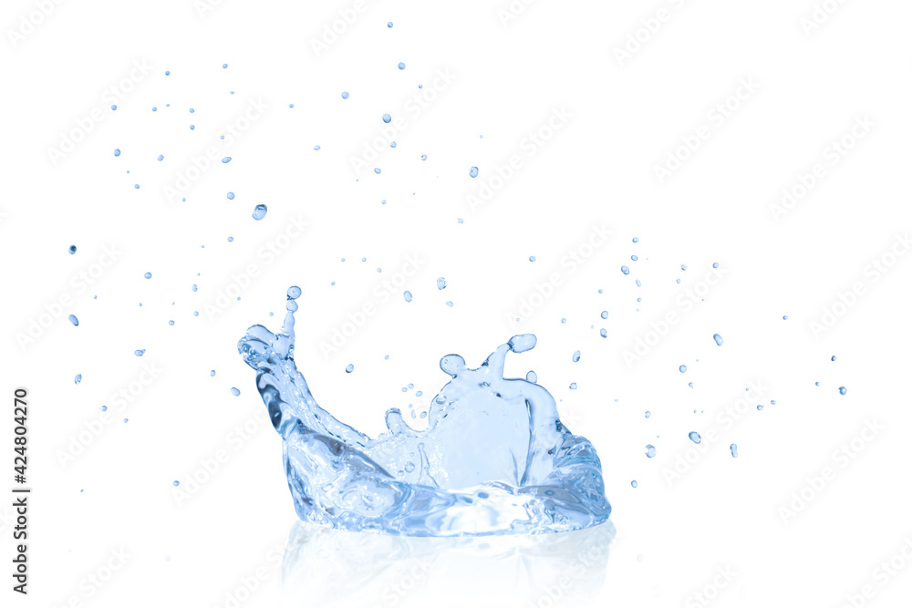 Blue water splash isolated white background in photo have clipping path.