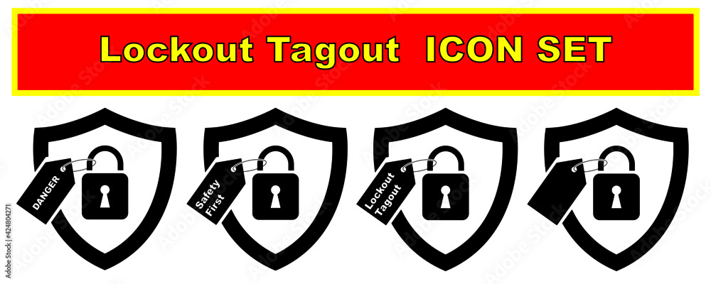 Lockout Tagout Icon SET Stock Vector | Adobe Stock