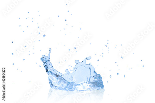 Blue water splash isolated white background in photo have clipping path.