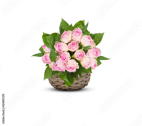 Wallpaper Mural rose pink bouquet of flowers beautiful in basket pots isolated​ on ​white​ background​ with​ clipping​ path​ Torontodigital.ca