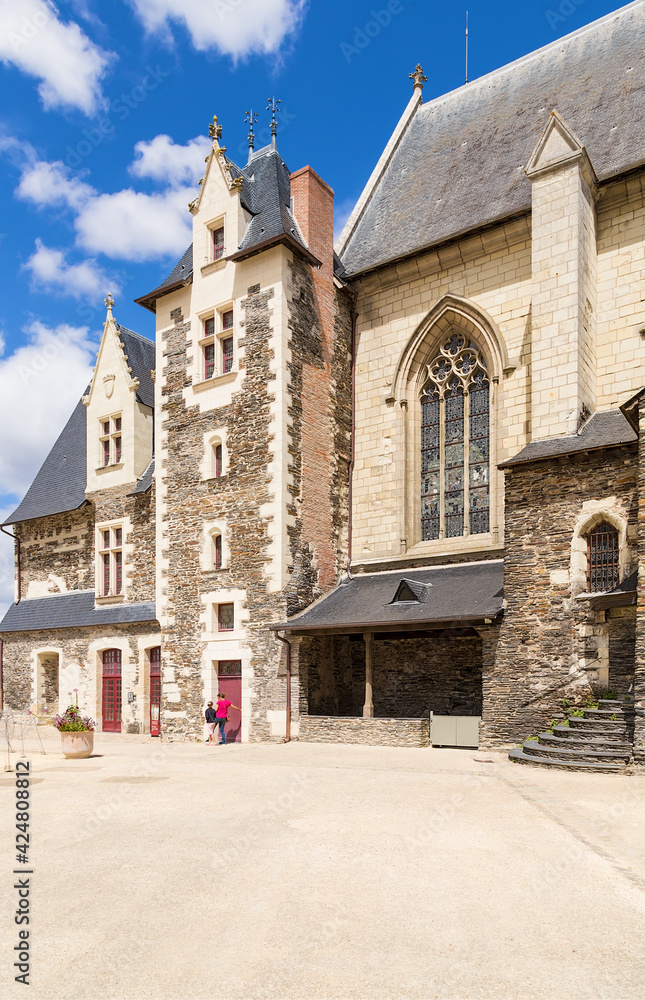 Angers, France. Medieval buildings inside the fortress: chapel and residential building