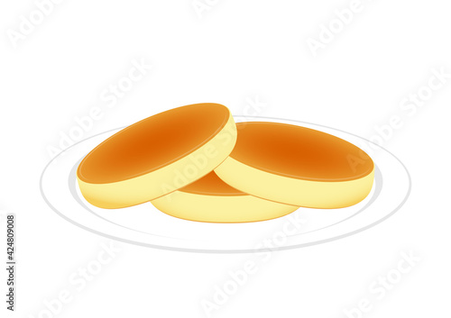 Souffle pancakes vector. Souffle pancakes is Dessert. Souffle pancakes on white background.