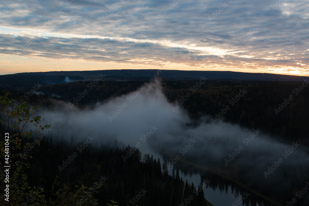 view of the river from above at sunrise view of the river from above at sunrise