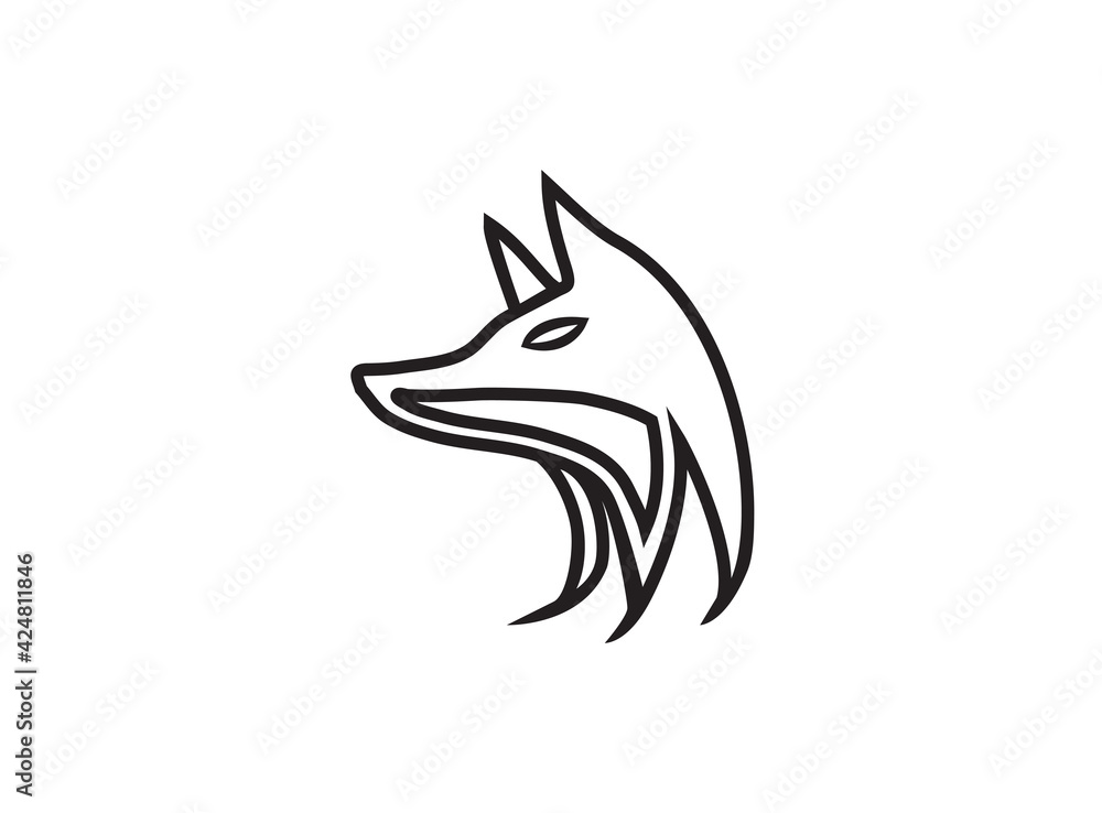 head fox outlined logo design foxy symbol vector head fox outlined logo design foxy symbol vector