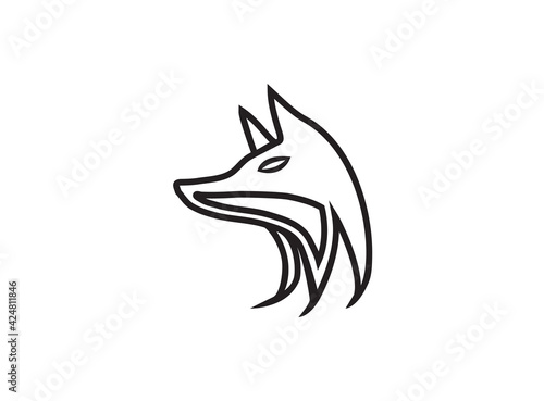 head fox outlined logo design foxy symbol vector