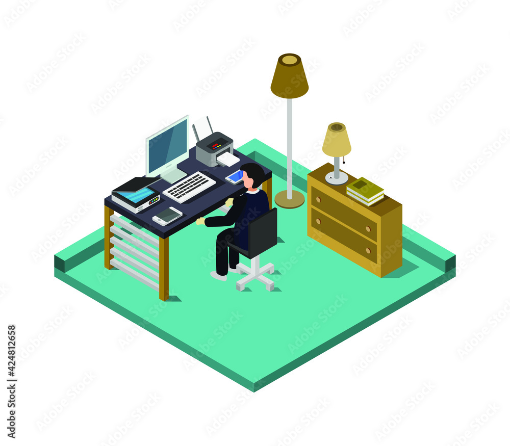 Isometric office room Isometric office room