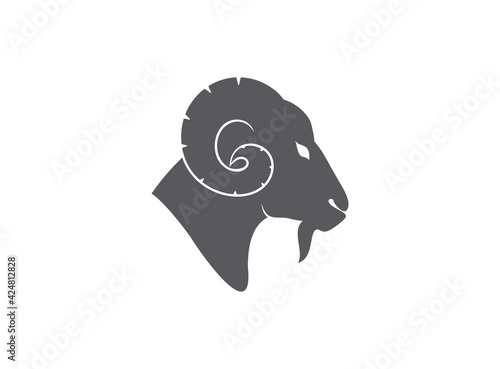 Goat Head Vector Logo Design Bighorn Silhouette ram illustration sheep symbol