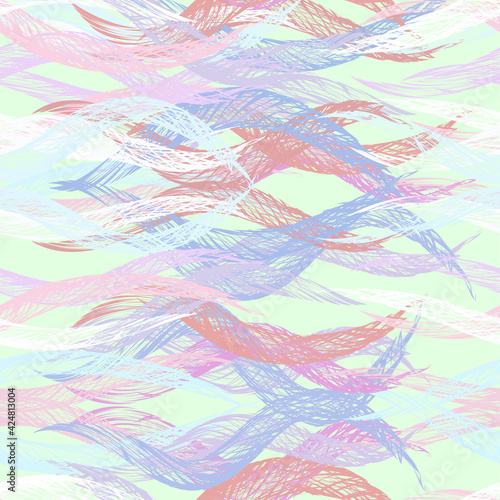 Vector abstract seamless pattern in pastel colors hatched wavy lines for pastel linen design, fabric.