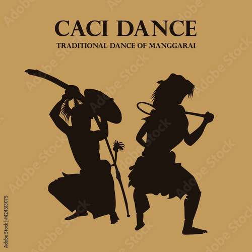 Vector silhouette of caci dance fom west manggarai - Indonesia photo