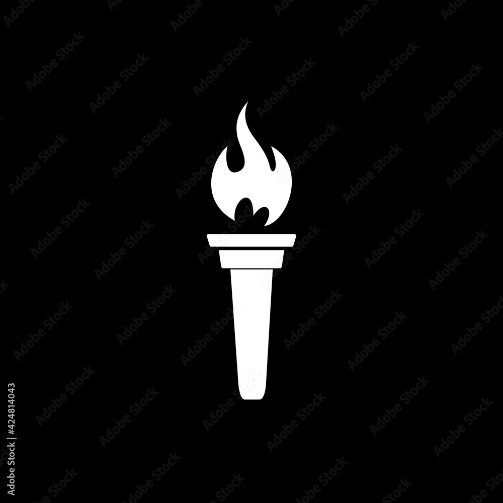 Torch icon isolated on dark background Torch icon isolated on dark background
