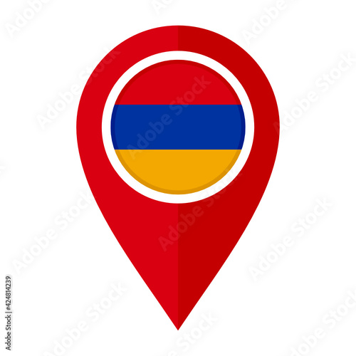 flat map marker icon with armenia flag isolated on white background	
