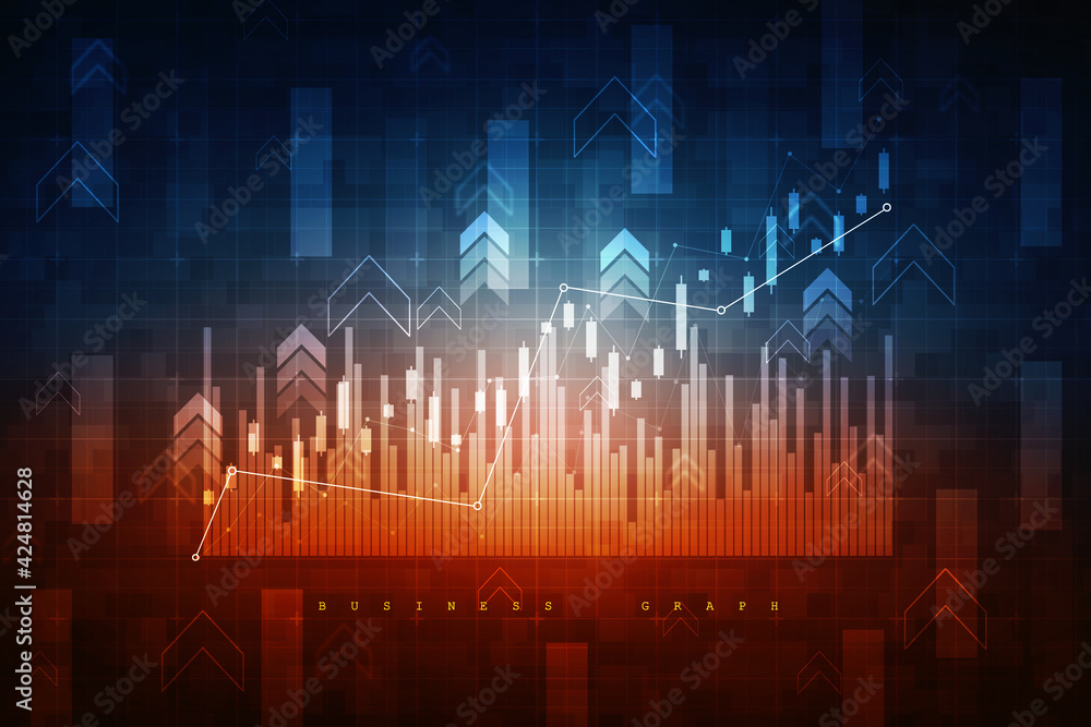 2d rendering Stock market online business concept. business Graph 2d rendering Stock market online business concept. business Graph