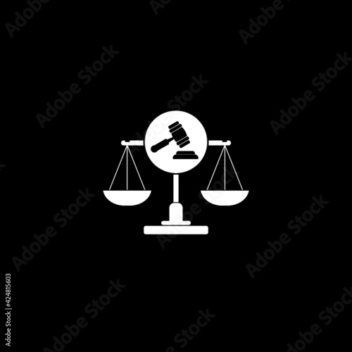 Scales of justice icon isolated on dark background