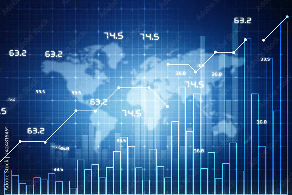 2d rendering Stock market online business concept. business Graph 2d rendering Stock market online business concept. business Graph