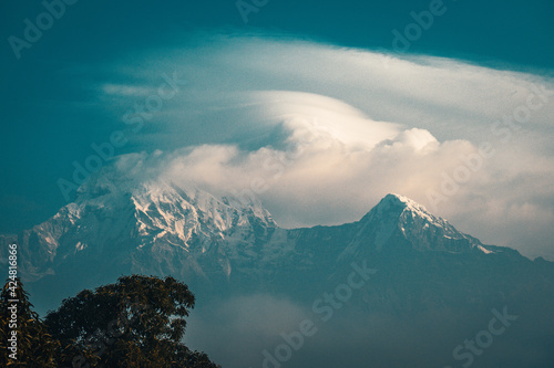 Schilderij op canvas Annapurna snowcapped peak in the Himalaya mountains, Nepal