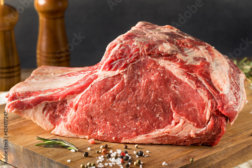 Raw Red Prime Rib Roast photo