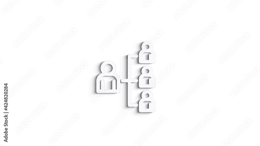 3D Line Icon reffer a friend Animation on white background. 4k