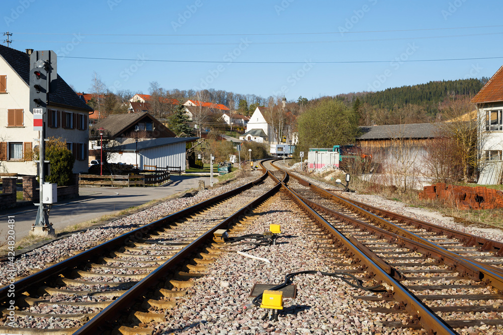 Bahngleise in Veringenstadt im Landkreis Sigmaringen (Hohenzollern)