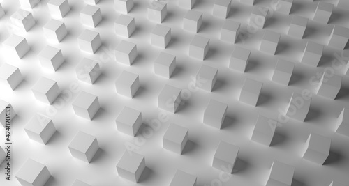 Abstract 3d cubes pattern background. White 3d render. 