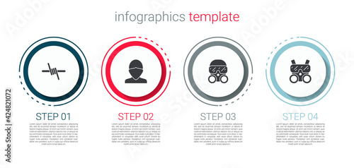 Set Barbed wire, Vandal, Gas mask and . Business infographic template. Vector