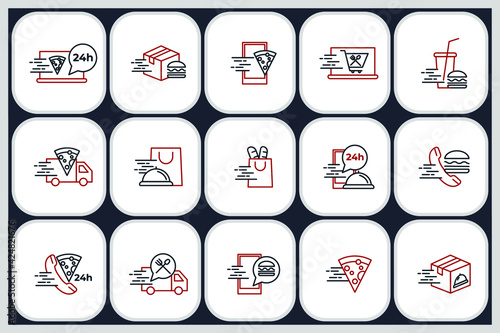 Set of Food Delivery icon. Food Delivery pack symbol template for graphic and web design collection logo vector illustration