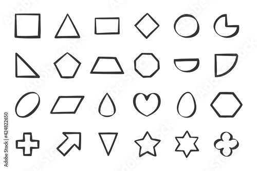 Basic shape Icon set Hand drawn doodle icons