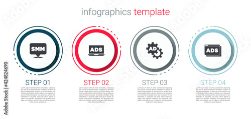Set Social media marketing, Advertising, and . Business infographic template. Vector