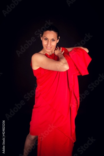 flamenco woman in red skirt and front look