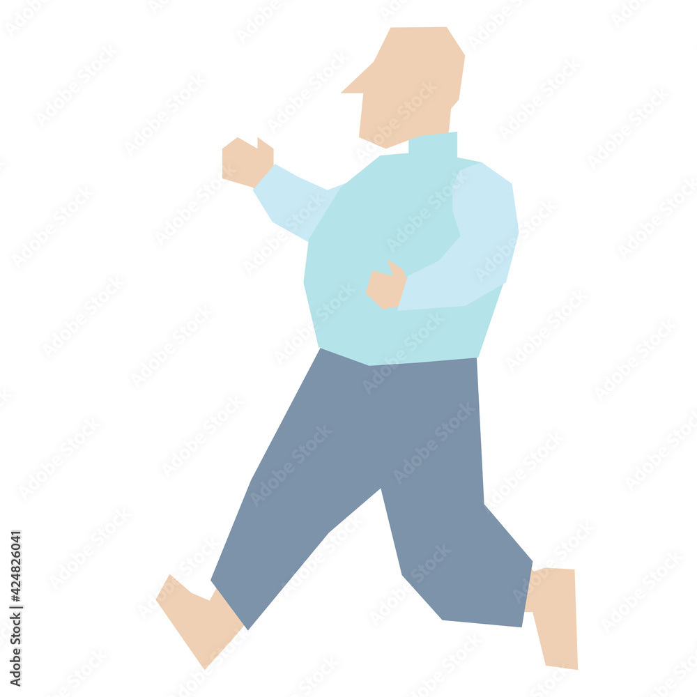 Man stands trending vector image for design project. Boy flat cartoon - icon and symbol for book and magazine cover decoration. 
