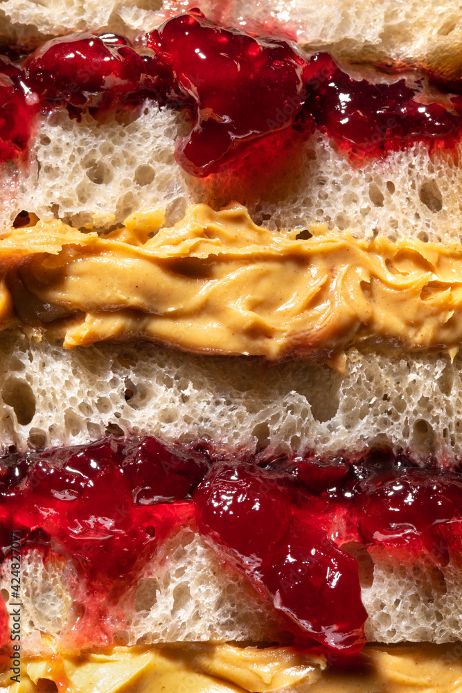 Fototapeta premium Peanut butter and jelly sandwich layers