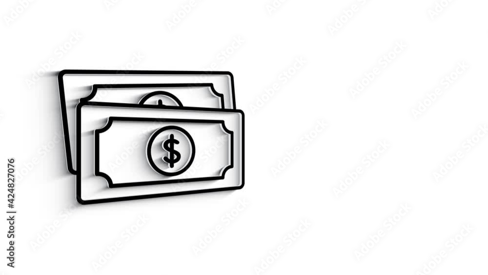 3D Line Icon Money Animation on white background. 3D Line Icon Money Animation on white background.
