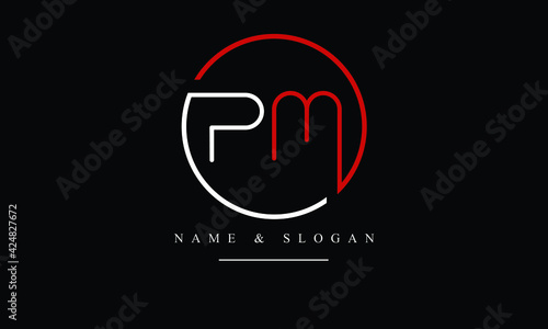 PM, MP, P, M abstract letters logo monogram