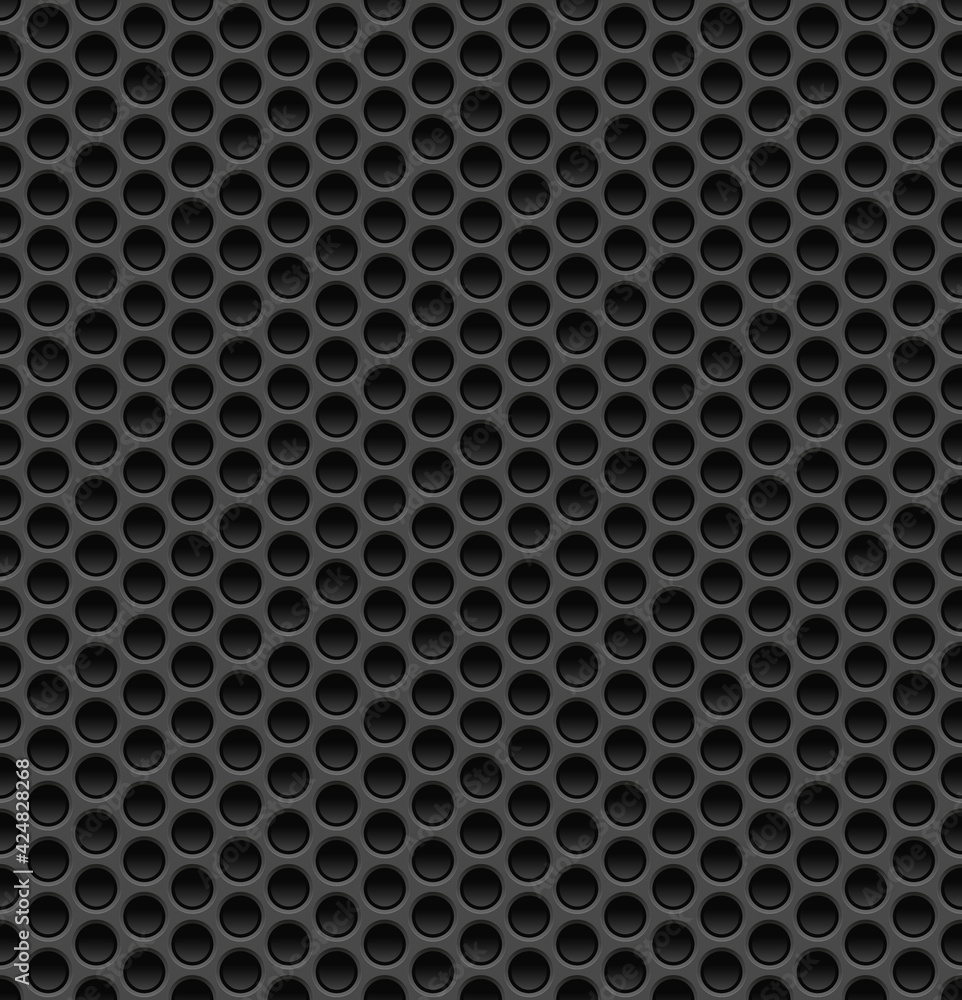 nahtlos Hintergrund, Tapete - schwarze Lochplatte, Lochblech - Vektor  Design Stock Vector