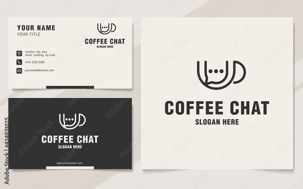 Vintage coffee chat logo template monogram style