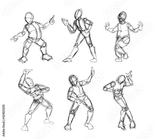 Sketch of body dancing