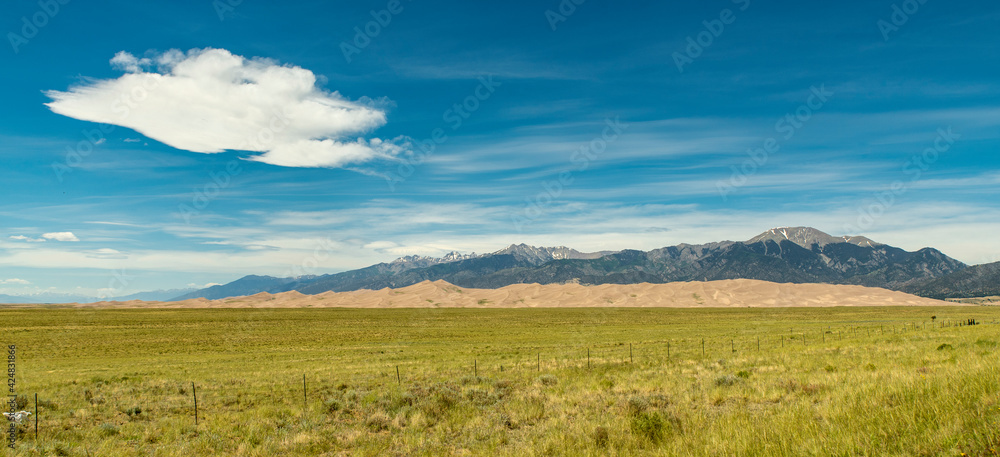 Desert and mountains in Great Sand Dunes National Park