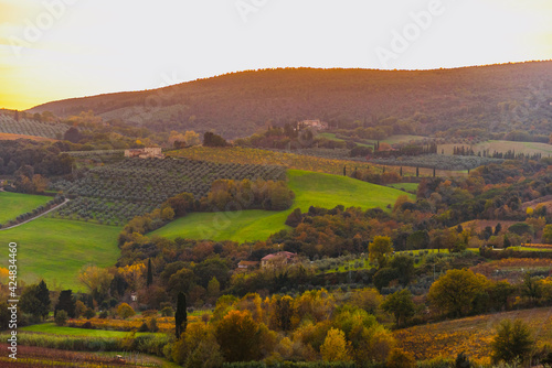 San Gimignano  Tuscany  November 10 2021  panorama of the city of towers in Tuscany in autumn