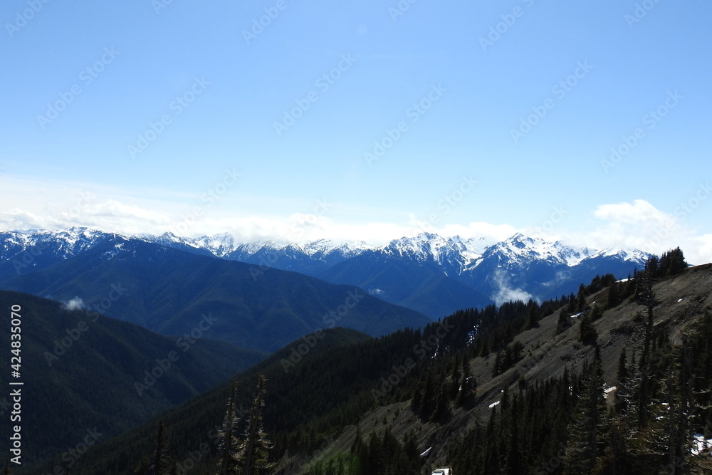 The beautiful scenery of the Olympic Mountains in the Pacific Northwest, Olympic National Park, Washington State.