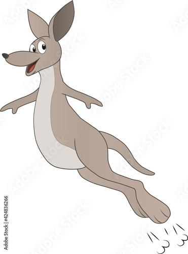 Cartoon illustration of a kangaroo jumping