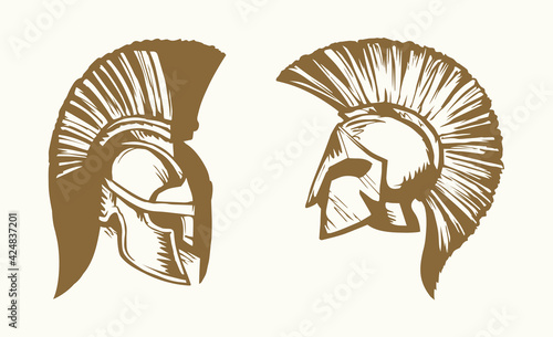 Spartan helmet. Vector drawing