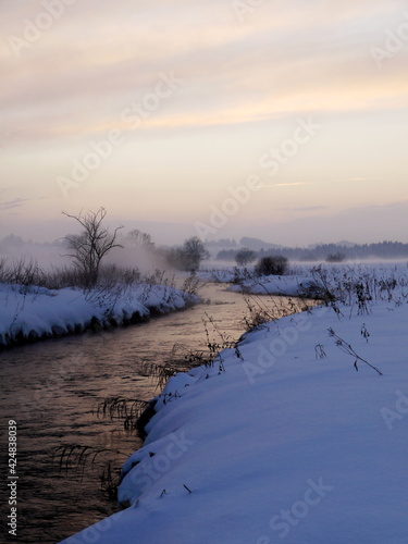 snow landscape winter river