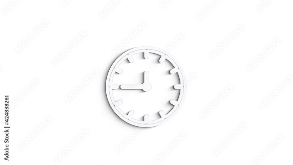 3D Line Icon time and clock Animation on white background. 4k 3D Line Icon time and clock Animation on white background. 4k