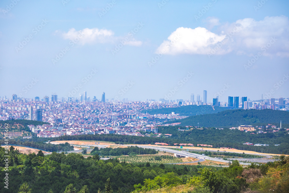 View of the panorama of the city of Istanbul from afar