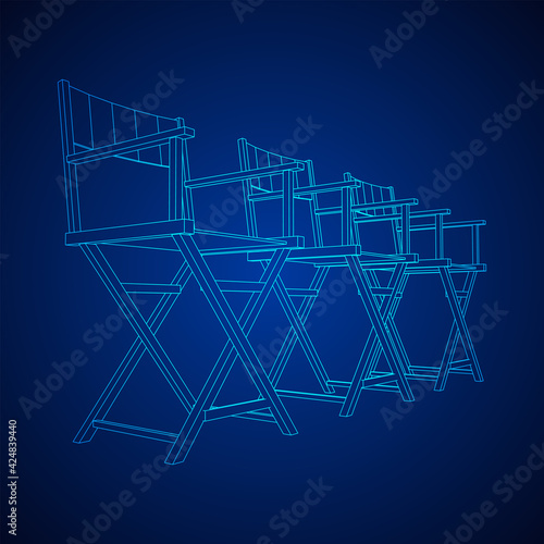 Director movie workplace chair. Wireframe low poly mesh vector illustration photo