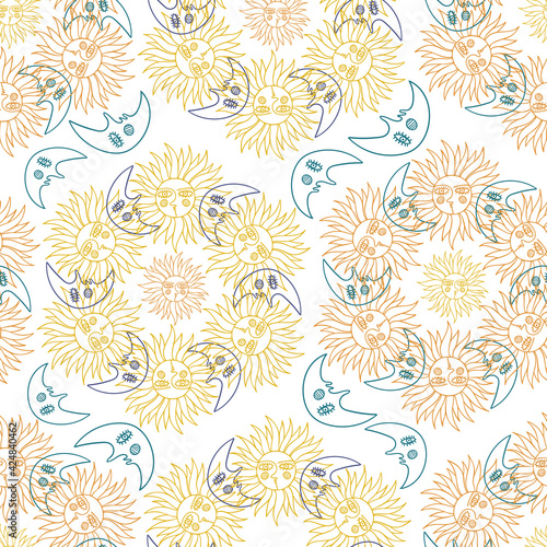 Wallpaper Mural Seamless colorful vector pattern of witchery amulets, sun and moon Torontodigital.ca
