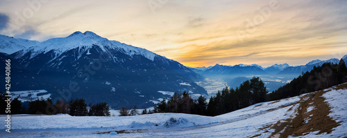 Winter sunset in Telfs. Tirol, Austria.