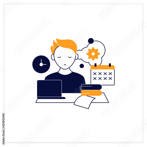 Defier procrastinator flat icon.Avoid new tasks. Finding reasons not complete tasks.Procrastination concept. Vector illustration