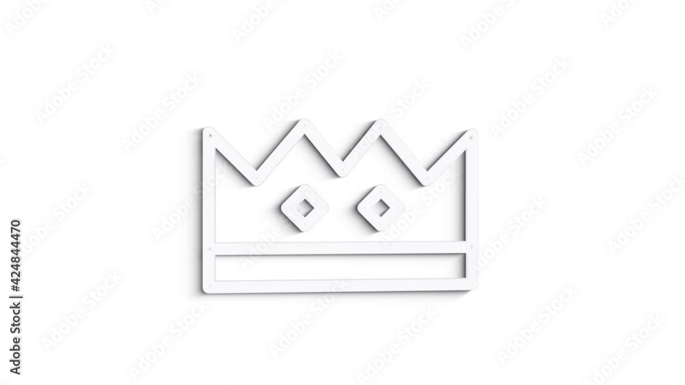 3D Line Icon Crown Animation on white background. 4k 3D Line Icon Crown Animation on white background. 4k