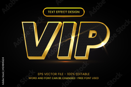 Editable text effect gold style, vip text.
